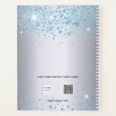 Zilveren blauwe glitters naam monogram 2027 planner (Achterkant)