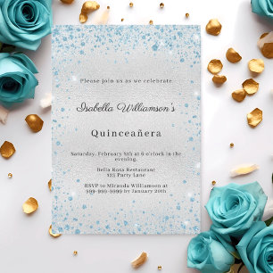 Zilveren blauwe glitters winterfeest voor Quincean Kaart