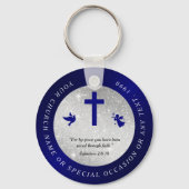 Zilveren Blauwe Kerk Christelijke Souvenir Sleutel Sleutelhanger (Achterkant)