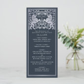 Zilveren Blauwe Koninklijke Leeuw Middeleeuws Zwaa Menu (Staand voorkant)