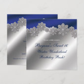 Zilveren & Blauwe Kristallen Sneeuwvlok Winter Uit Kaart (Voorkant / Achterkant)