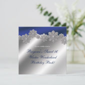 Zilveren & Blauwe Kristallen Sneeuwvlok Winter Uit Kaart (Staand voorkant)