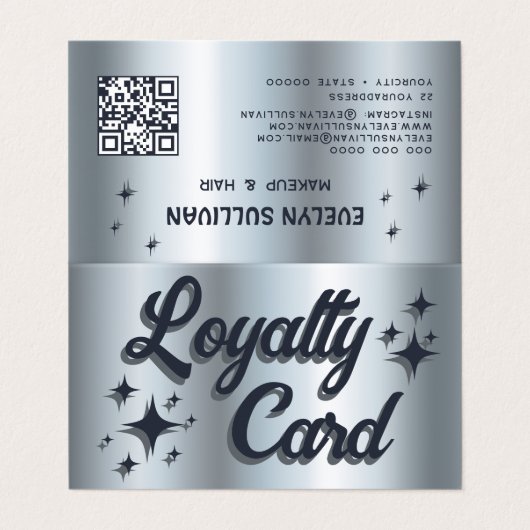 Zilveren blauwe oogschaduw palet gevouwen loyalite visitekaartje (Buitenkant ongevouwen)