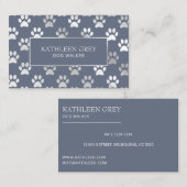 Zilveren Blauwe Poot Print Patroon | huisdierverzo Visitekaartje (Voorkant / Achterkant)