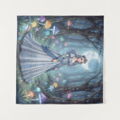 Zilveren blauwe prinses in het bos wandkleed (Voorkant (horizontaal))