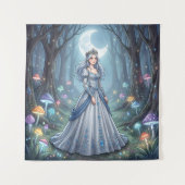 Zilveren blauwe prinses in het bos wandkleed (Voorkant)
