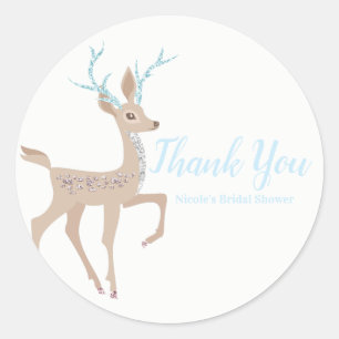 Zilveren & Blauwe Rendier Winter Wonderland Vakant Ronde Sticker