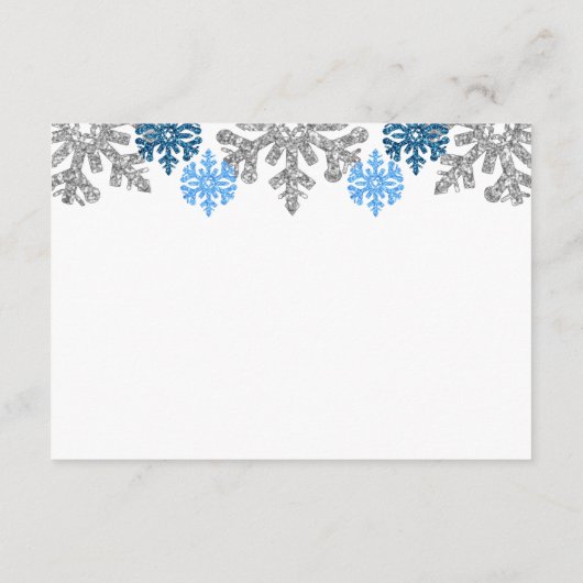 Zilveren Blauwe Sneeuwvlok Winter Bruiloft Accommo Informatiekaartje (Achterkant)