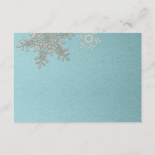 Zilveren Blauwe Sneeuwvlok Winter Bruiloft Antwoor RSVP Kaartje (Achterkant)