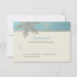 Zilveren Blauwe Sneeuwvlok Winter Bruiloft Antwoor RSVP Kaartje