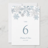 Zilveren Blauwe Sneeuwvlok Winter Bruiloft Tafel N Kaart (Achterkant)