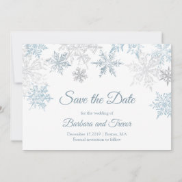 Zilveren Blauwe Sneeuwvlokken Kerstmis Winter Brui Save The Date