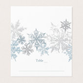 Zilveren Blauwe Sneeuwvlokken Winter Bruiloft Plaa Visitekaartje (Buitenkant ongevouwen)