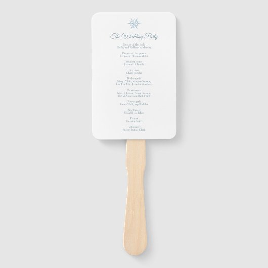 Zilveren Blauwe Sneeuwvlokken Winter Bruiloft Prog Handwaaier (Voorkant)