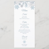 Zilveren Blauwe Sneeuwvlokken Winter Bruiloft Rack Menu (Voorkant)