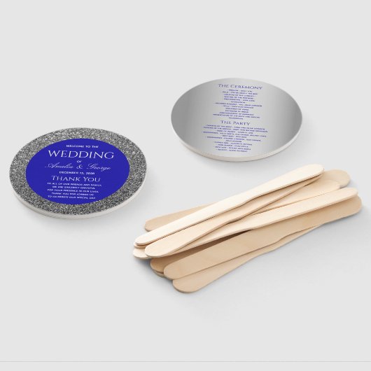 Zilveren Blauwe Trouwprogramma Handwaaier (Niet-gemonteerd)