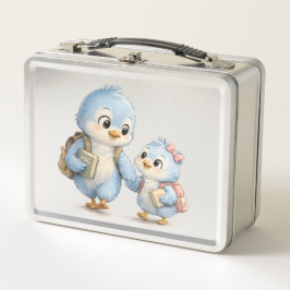 Zilveren Blauwe Vogel Blikken Lunchbox
