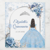 Zilveren Blauwe Winter Sneeuwvlok Mis Quince Wijn Etiket (Enkel label)