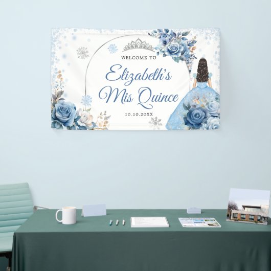 Zilveren Blauwe Winter Sneeuwvlok Quince Grote Ban Spandoek (Beurs)