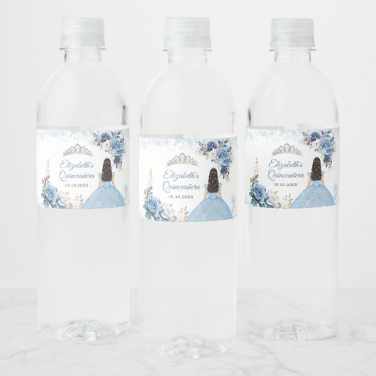 Zilveren Blauwe Winter Sneeuwvlok Quince Waterfles Waterfles Etiket (Flessen)