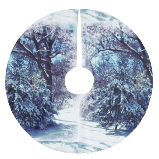 Zilveren Blauwe Winterwonderland Kerstboom Vloerkl Kerstboom Rok (Voorkant)