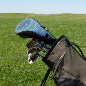 Zilveren Blauwe Zeeschildpad en Mandala Monogram Golfheadcover (Insitu)