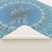 Zilveren Blauwe Zeeschildpad En Mandala Sherpa Deken (3/4)