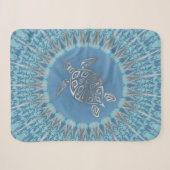 Zilveren Blauwe Zeeschildpad En Mandala Sherpa Deken (Voorkant (horizontaal))