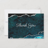 Zilveren Blauwgroen agaat bruiloft Bedankkaart (Voorkant)