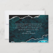 Zilveren Blauwgroen agaat bruiloft Bedankkaart (Achterkant)