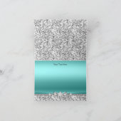 Zilveren Blauwgroen Glitter & Jewel Bow Dank u kaa Bedankkaart (Binnen)