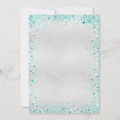 Zilveren blauwgroen glitter Quinceanera Kaart (Achterkant)