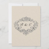 Zilveren bloeien monogram crème bruiloft kaart (Achterkant)