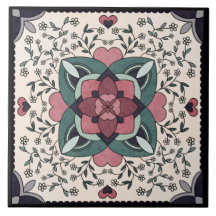 Zilveren Bloem Retro Mandala Keramische Tegel