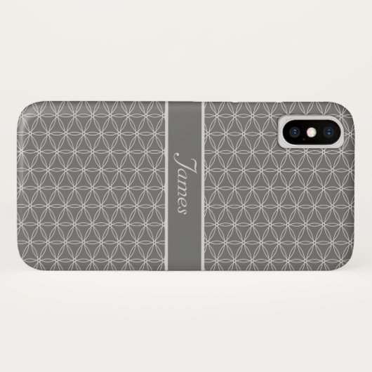 Zilveren bloem van het leven patroon Case-Mate iPhone case (Achterkant (horizontaal))