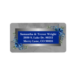 Zilveren bloemblaadjes: Blauwe bloesems Retouradre Etiket