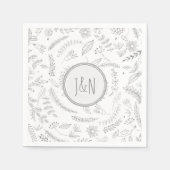 Zilveren bloemblaadjes rustieke bruiloft receptie servet (Voorkant)