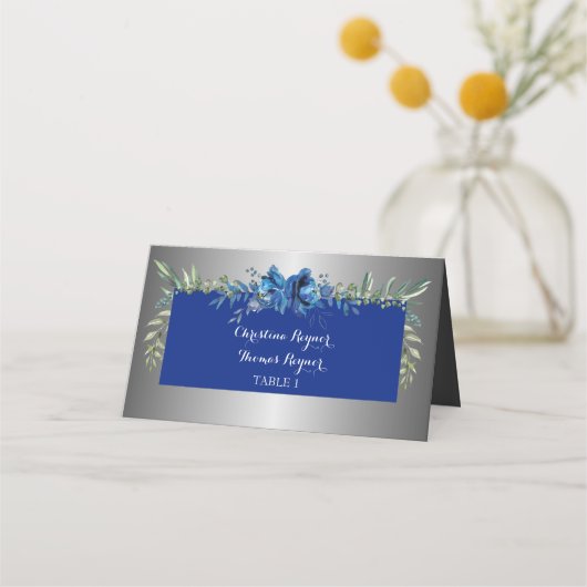 Zilveren bloemblaadjes van liefde gevouwen plaats  plaatskaartje (Voorkant)