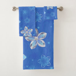 Zilveren Bloemen Bad Handdoek