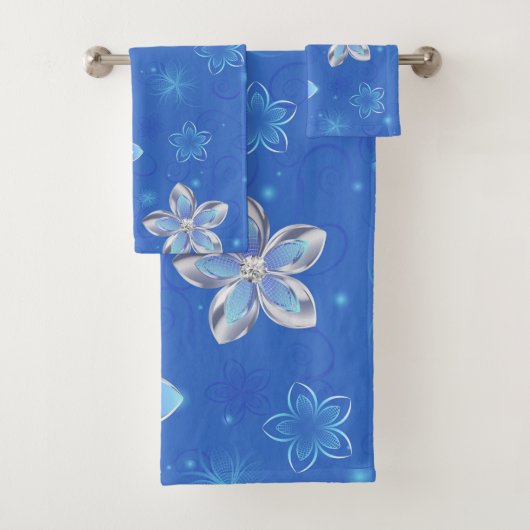 Zilveren Bloemen Bad Handdoek (Insitu)