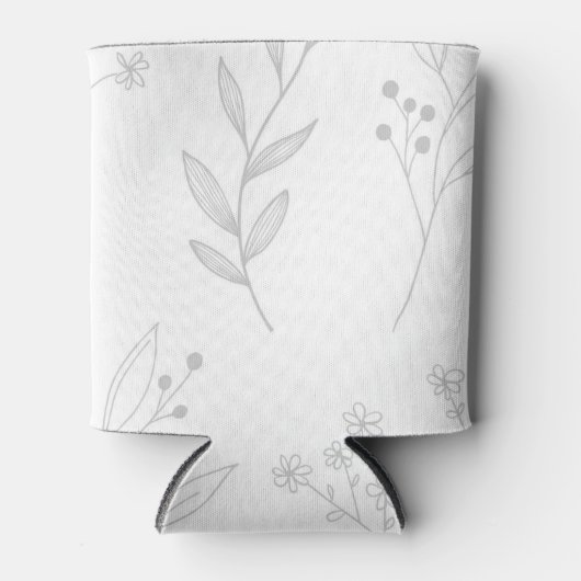 Zilveren Bloemen Boho Bruiloft Blikjeskoeler (Voorkant)