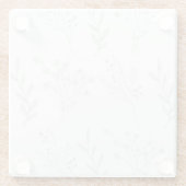 Zilveren Bloemen Boho Bruiloft Glazen Onderzetter (Achterkant)