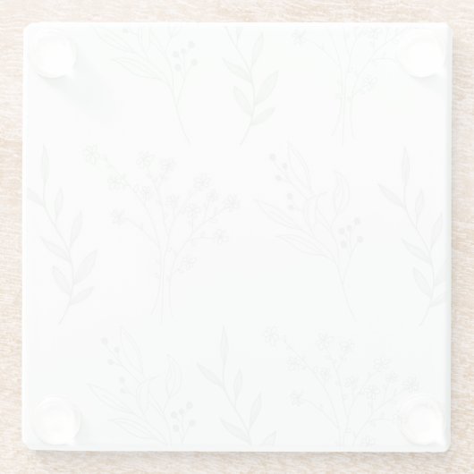 Zilveren Bloemen Boho Bruiloft Glazen Onderzetter (Achterkant)