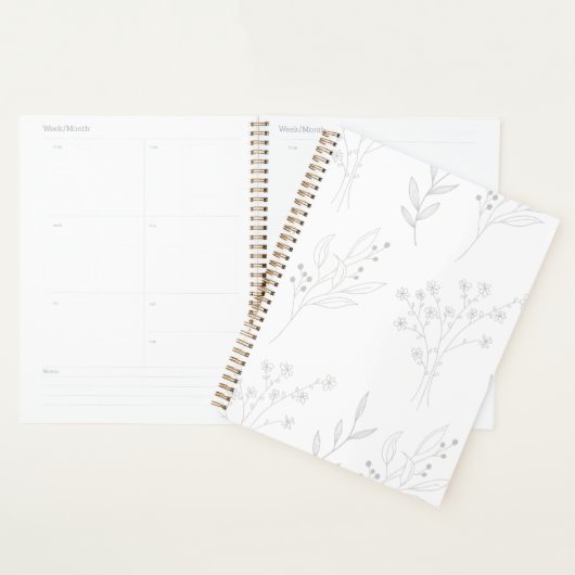 Zilveren Bloemen Boho Bruiloft Planner (Display)