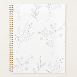 Zilveren Bloemen Boho Bruiloft Planner