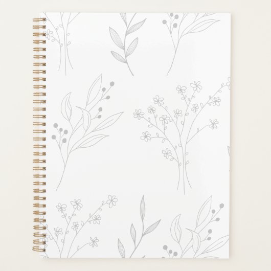 Zilveren Bloemen Boho Bruiloft Planner (Voorkant)