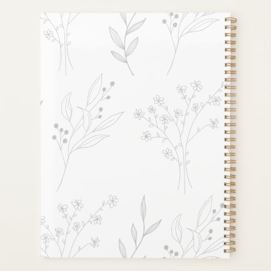 Zilveren Bloemen Boho Bruiloft Planner (Achterkant)