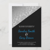 Zilveren Bloemen Damast Textuur Bruiloft Kaart (Voorkant)