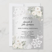 Zilveren bloemen diamant 60ste huwelijksverjaardag kaart (Voorkant)