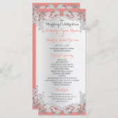 Zilveren Bloemen Kant Ontwerp Trouwprogramma Programmakaart (Voorkant / Achterkant)